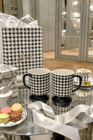 Houndstooth Couture Ceramic Cup Set of 2