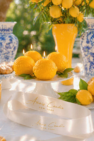 Amalfi Limone Candle Set of 4 styled for an elegant summer brunch