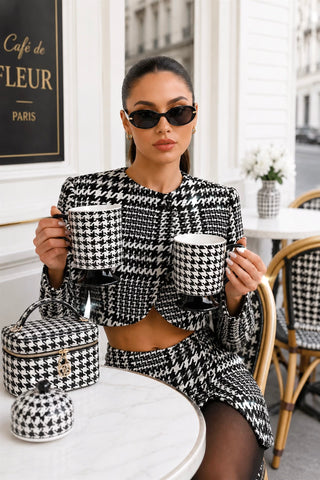 Houndstooth Couture Ceramic Cup Set of 2