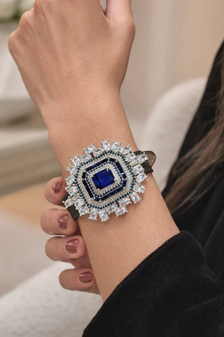 Royal Sapphire Leather Bracelet