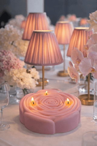 3-Wick Rosette d’Anaïs Flower Candle in Blush Pink