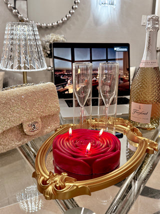 3-Wick Brilliant Rose Candle in Red