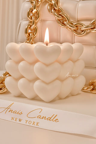 The “I Heart You” Candle is made with cosmetic grade beeswax and all-natural soy wax only.