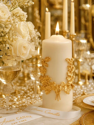 “Promise of Life” -Golden Wheat Pillar Candle XXL is perfect for any cozy or luxurious home.