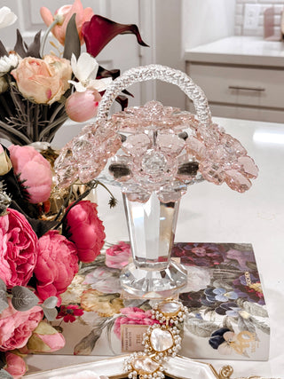 Crystal Glass Blooming Flowers Basket.