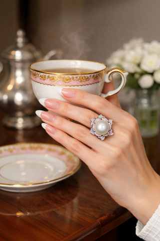 Fleur Bloom Genuine South Sea Extra Large White Pearl Adjustable Ring