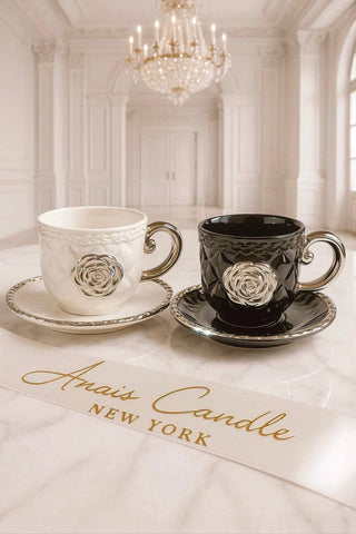 Camellia Haute Quilted Ceramic Tea/Coffee Cup Set of 2.