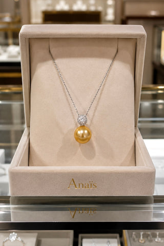 Aurélienne Genuine Golden South Sea Pearl Sterling Silver Necklace