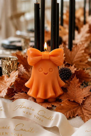Halloween Bow & Boo Candle in Autumn Glow