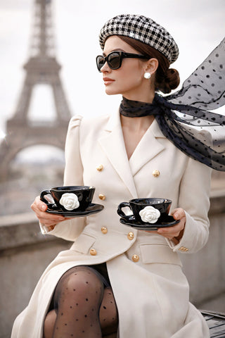 L’Amour Camélia Ceramic Tea / Coffee Cup Set of 2