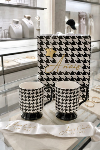 Houndstooth Couture Ceramic Cup Set of 2