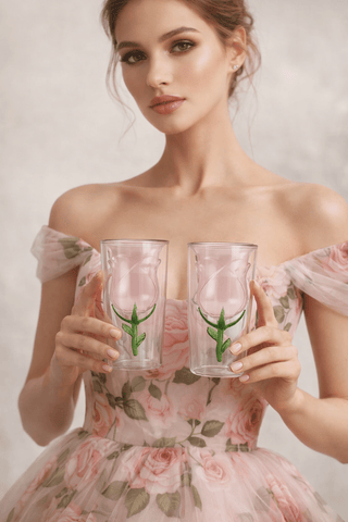 Enchanted Rose Glass Cup Set of 2 is the perfect drinkware for luxurious homes