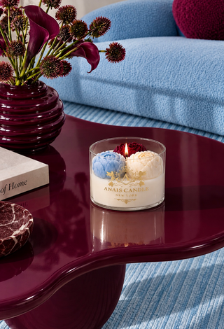 Peony Bouquet Candle in Bleu Bordeaux - Limited Edition