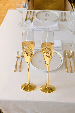 The Imperial Diamond Heart Champagne Flute Set of 2 at a fine dining establishment