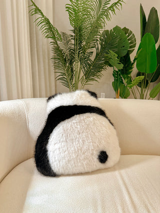 Cozy Panda Throw Pillow - 100% Lamb Fur.