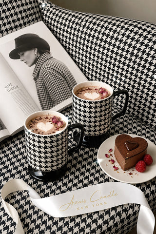 Houndstooth Couture Ceramic Cup Set of 2