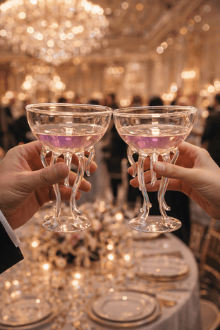 Rainbow Octopus Glass Cup Set of 2 in a multi-million dollar mansion bar