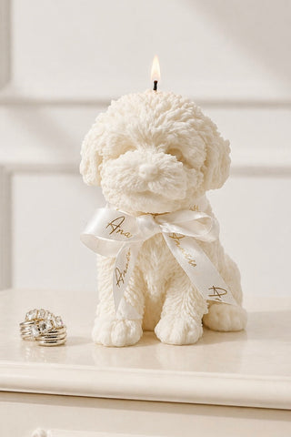 Anaïs Puppy Candle in White