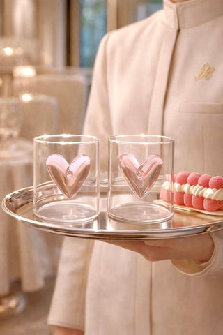 Étreinte d’Amour Heart Glass Cups Set of 2