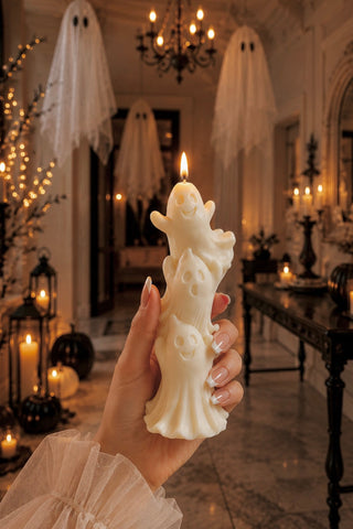 Halloween Happy Haunts Candle in Spooky White