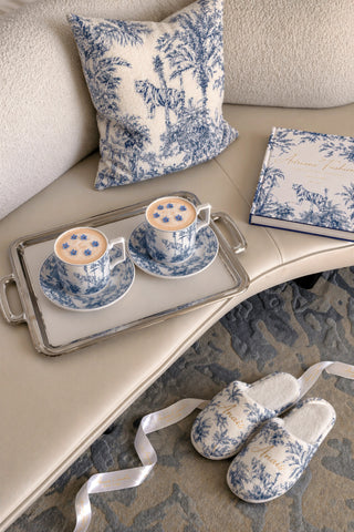 Bleu Riviera Toile Teacup & Saucer Set of 2