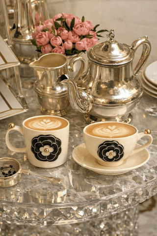 Château Camellia Ceramic Tea/Coffee Cup Set of 2 used during a Spring brunch