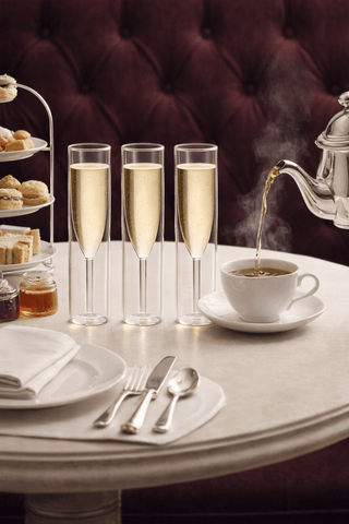 Maeve double layered glass cups used for coffee at an elegant brunch