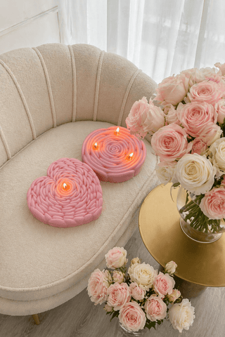 3-Wick Rosette d’Anaïs Flower Candle in Blush Pink