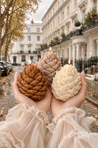 Alpine Pinecone Candle Set of 3 in Woodland Neutrals
