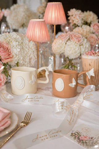 Butterfly Étoile Ceramic Tea/Coffee Cup Set of 2 styled for afternoon tea