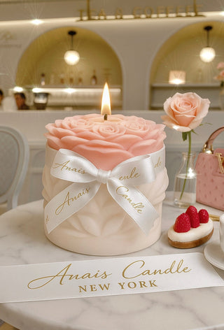 Vela con ramo de rosas lujoso en color rosa - XXL 