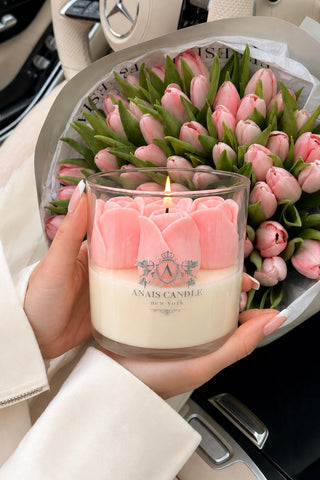 La Tulipe Bouquet Candle in Pink -XL