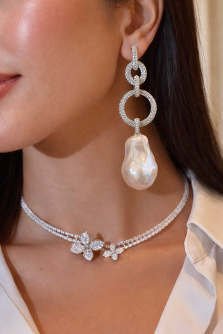 Ethereal Cascade Genuine Extra Large Freshwater Baroque Pearl Earrings