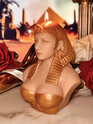 Golden Cleopatra Candle - Hand Painted.