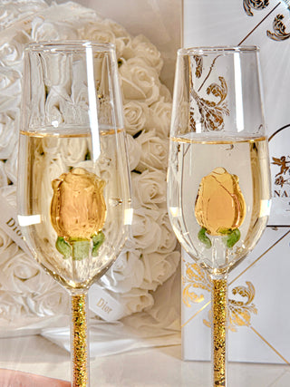 Golden La Vie En Rose Champagne Glass Set of 2™️