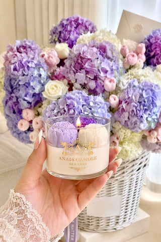 Peony Bouquet Candle in Purple Lavender