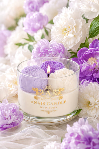 Peony Bouquet Candle in Purple Lavender