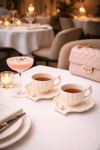 Marée de Pearl – Seashell Ceramic Teacup & Plate Set is perfect for any mansion