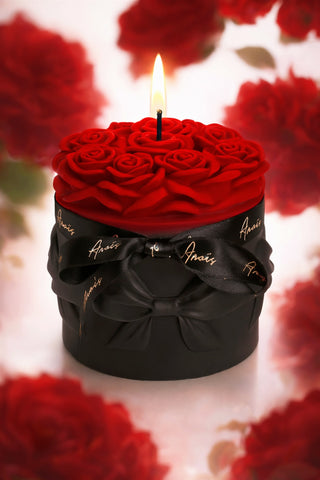 Lavish Rose Bouquet Candle in Lipstick - XXL surrounded by blooming red roses