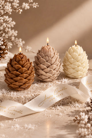 Alpine Pinecone Candle Set of 3 in Woodland Neutrals