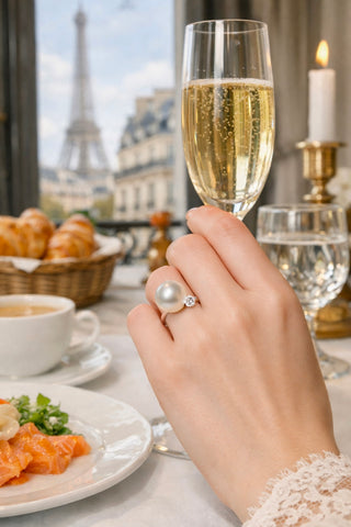 Étoile de Perle Genuine South Sea White Pearl Sterling Silver Adjustable Ring