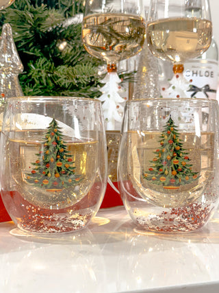 Christmas Confetti Glass Cup Set of 2.