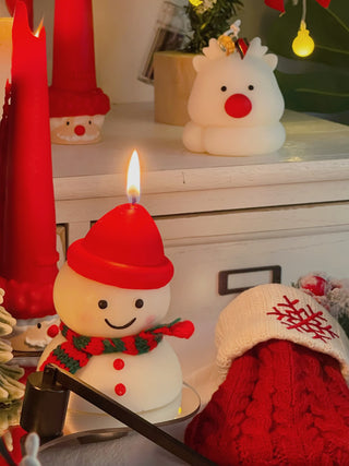 Chubby Snowman Candle - Hand-painted