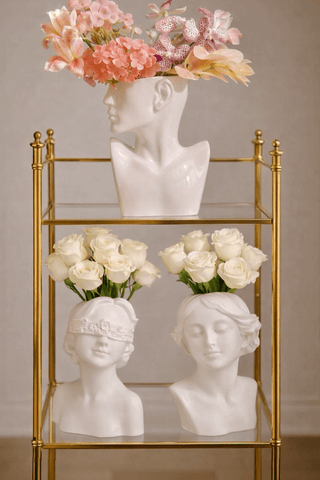 "Rose & Ruby" Lady Ceramic Vase Set of 2