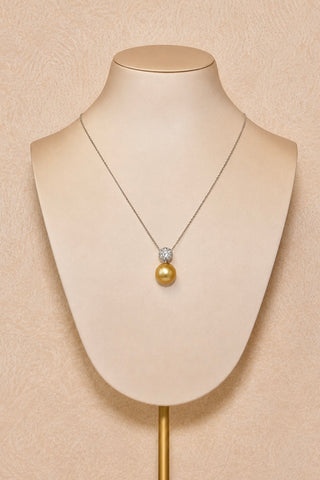 Aurélienne Genuine Golden South Sea Pearl Sterling Silver Necklace