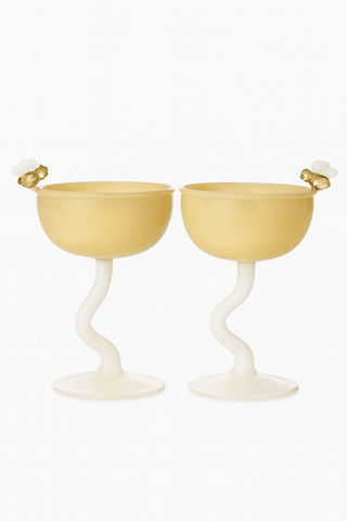Juego de 2 vasos de cristal con forma de abeja de verano 