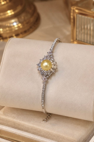 Cressida Genuine Golden South Sea Pearl Sterling Silver Bracelet