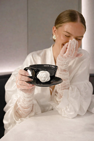 L’Amour Camélia Ceramic Tea / Coffee Cup Set of 2