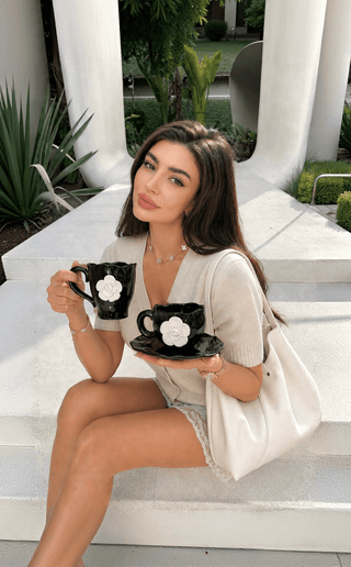 Camellia Romance Ceramic Tea/Coffee Cup Set of 2 perfect for couples brunches