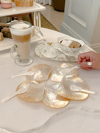 Moonlit Tides — Seashell Plate & Spoon Set of 5.
